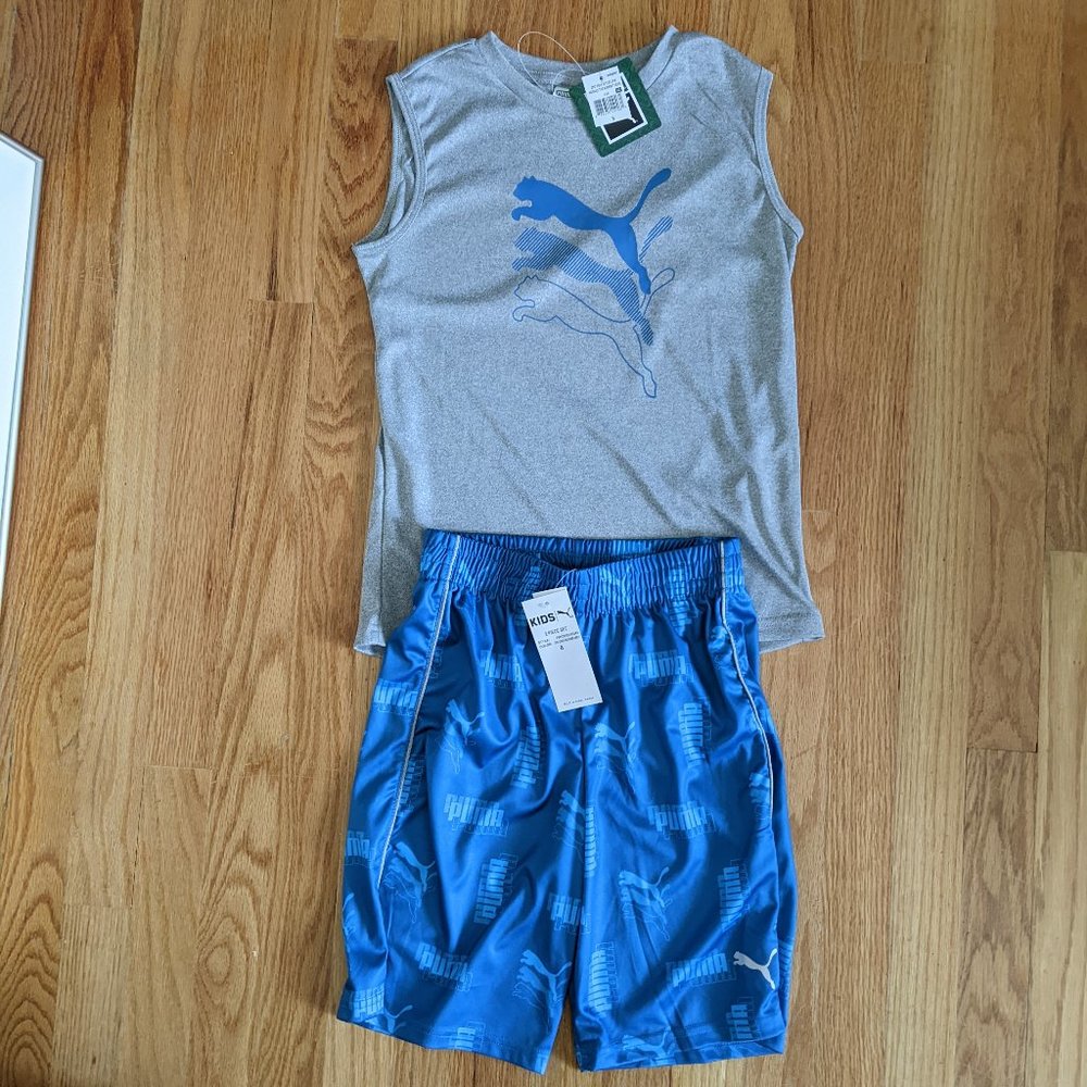 NWT PUMA Boys 2 Piece Shorts & Muscle Shirt Size 8